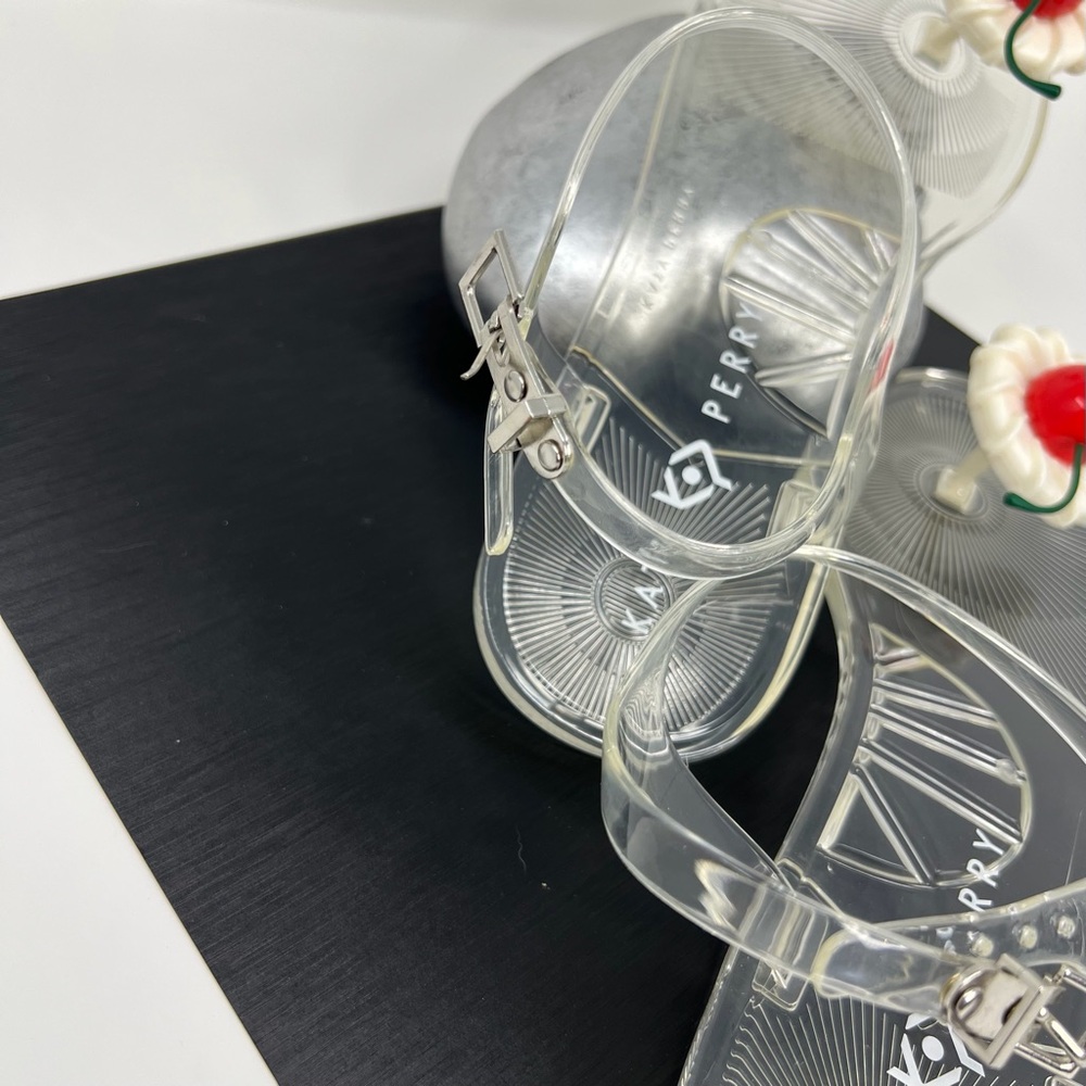 Katy Perry Collections Clear Jelly Sandals with Red Cherry and White Flower - Picture 11 of 16